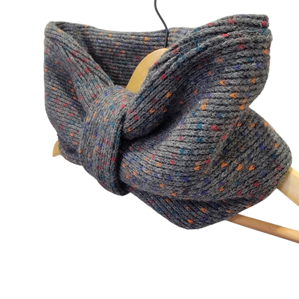 Platania Wool Speckled Cowl Scarf Gray Infinity Scarf Cowl Neck Muffler - Picture 11 of 15